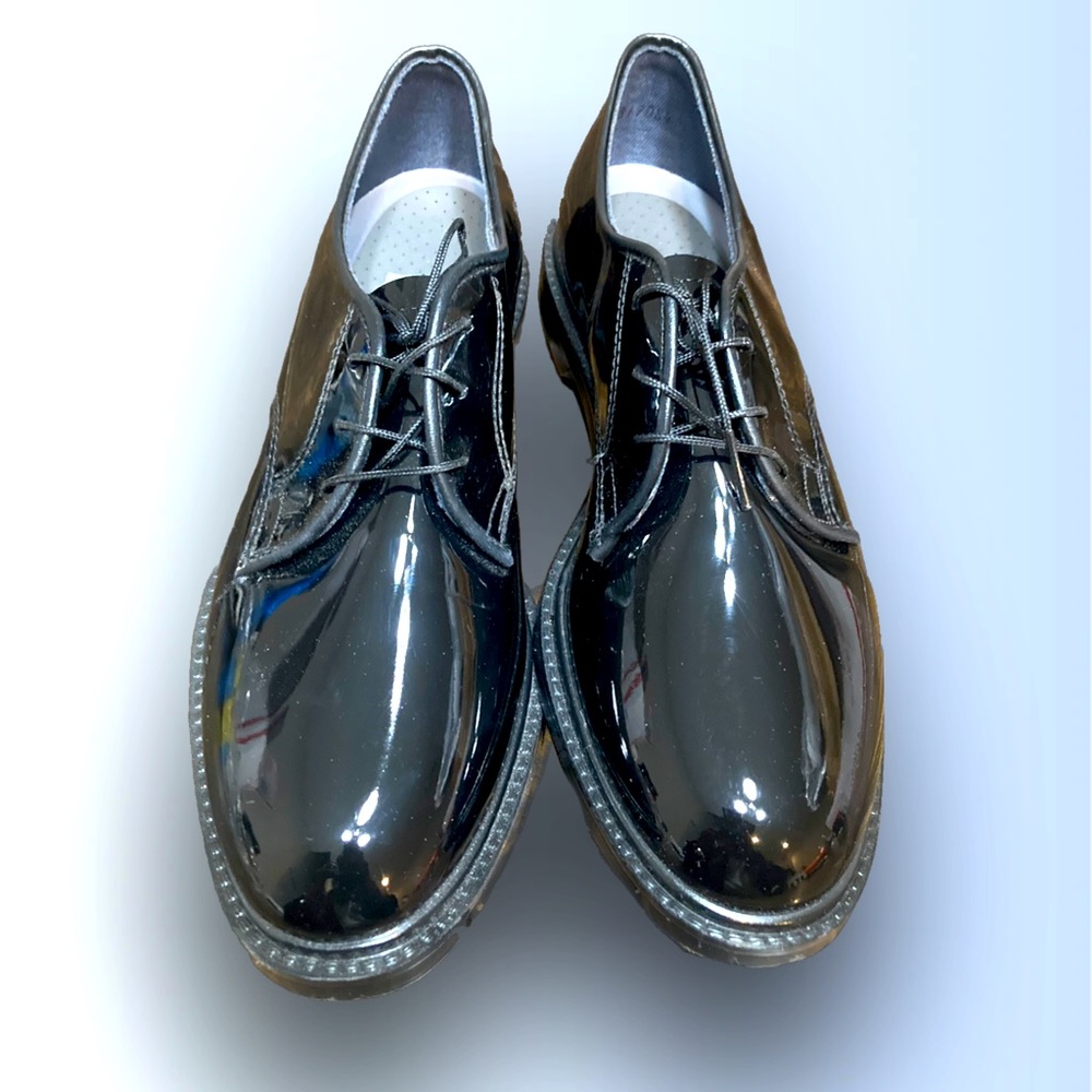Capps Mens Dress Shoes Black Shiny Heel Size 8.5